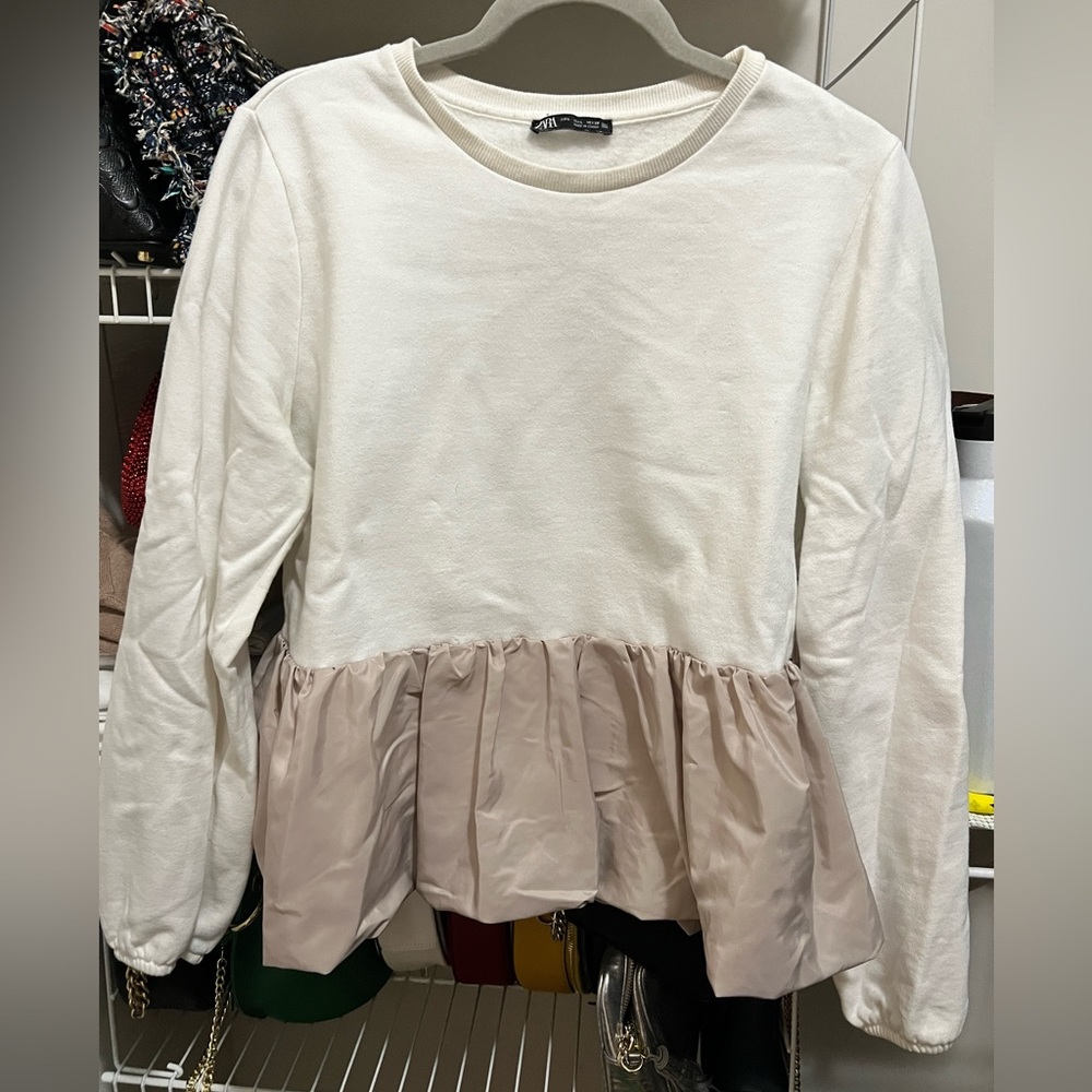 Zara Cream Peplum Sweater